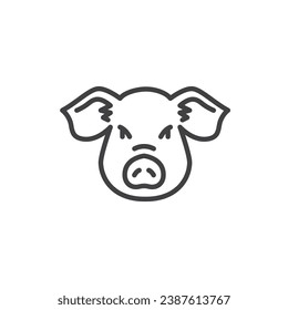 Schweinekopf-Symbol. lineares Stilzeichen für mobiles Konzept und Webdesign. Umriss-Vektorsymbol des Schweinekoteletts. Agrartiersymbol, Logo-Abbildung. Vektorgrafik