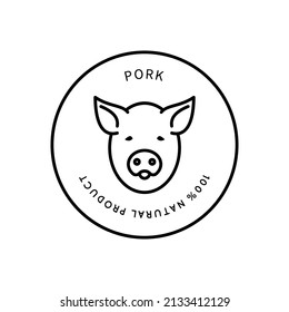 Pig Head Line Icon In Simple Style. Natural Product. Vector sign in a simple style isolated on a white background.