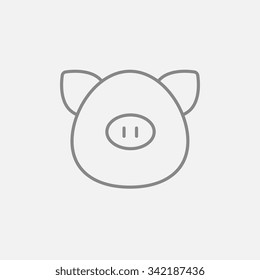 Icono de la línea de la cabeza del cerdo para web, móvil e infografía. Icono vector de gris oscuro aislado en fondo gris claro.