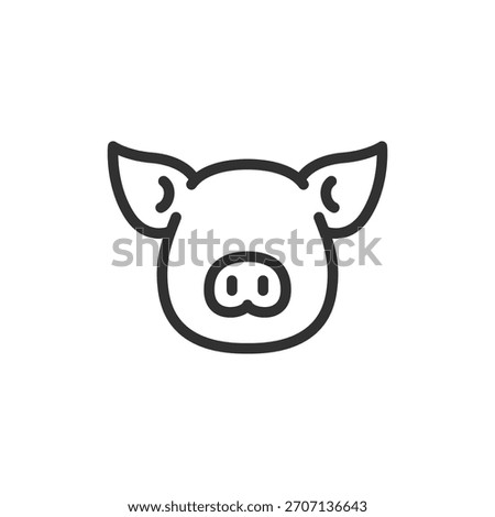 Pig head, linear icon. Domestic animal and livestock farming. Line with editable stroke.