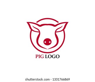 Pig Head Logo Animal Illustration Text Stock Vector (Royalty Free ...