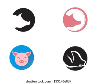 Pig head logo animal vector