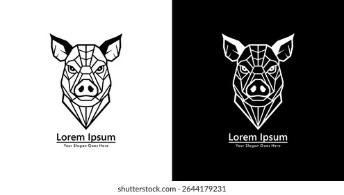 Pig head logo design with modern geometric style