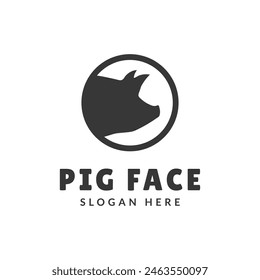 Pig head logo design. Pig head silhouette vector illustration