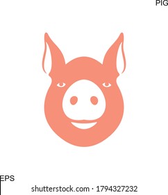 Pig head logo. Isolated pig head on white background