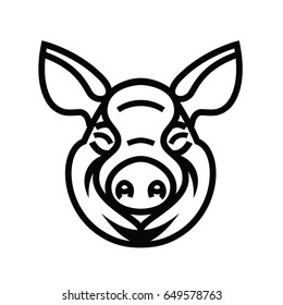Pig Head Logo Mascot Emblem - vector image of swine head