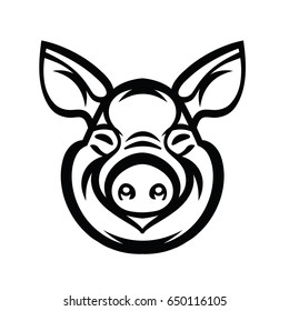 Pig Head Logo Mascot Emblem - vector image of swine head