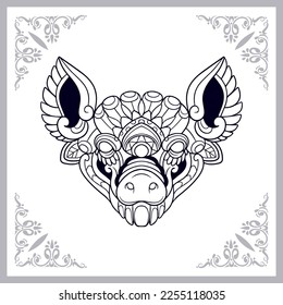 Pig head mandala arts isolated on white background