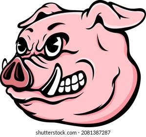 Pig head mascot. Angry swine logo. Hog vector illustration