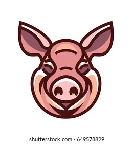 Pig head mascot emblem - vector image of swine head
