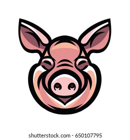 Pig head mascot emblem - vector image of swine head