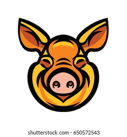 Pig head mascot emblem - vector image of swine head