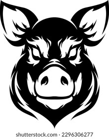 Pig head mascot. Swine logo. Hog illustration.