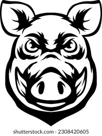 Pig head mascot. Swine logo. Hog illustration.