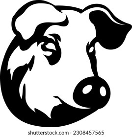 Pig head mascot. Swine logo. Hog illustration.
