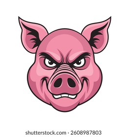 pig head mascot vector illustration angry pig design