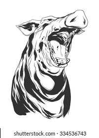 Pig head. Monochromatic logo for your t-shirt.