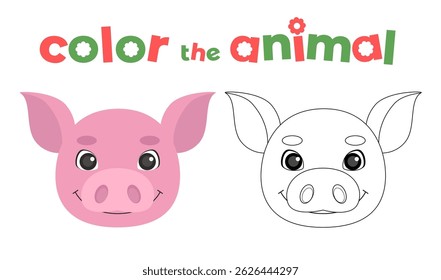 Pig head on isolated background. Vector illustration in a flat style