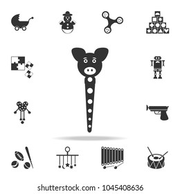 Pig head on stick icon. Detailed set of baby toys icons. Premium quality graphic design. One of the collection icons for websites, web design, mobile app on white background