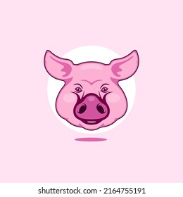 Pig Head Pink Cartoon vector illustration