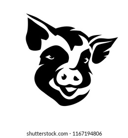 pig head portrait, stylized vector symbol