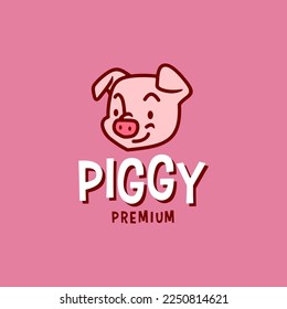 pig head retro mascot cartoon logo vector icon illustration