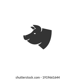 Pig head side view silhouette vector on a white background