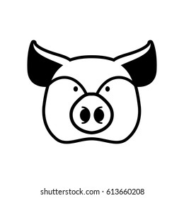 Pig head sign. piggy snout symbol. Farm animal