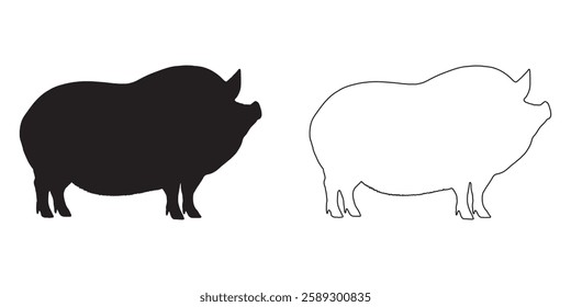 Pig Head Silhouette - Simple and Elegant Pig Outline
