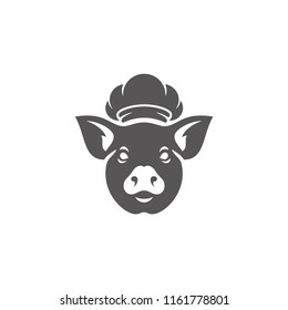 Pig head silhouette vector illustration. Farm animal or butcher shop graphics isolated on white background.