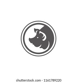 Pig head silhouette vector illustration. Farm animal or butcher shop graphics isolated on white background.