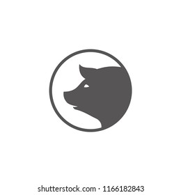 Pig head silhouette vector illustration. Farm animal or butcher shop graphics isolated on white background.