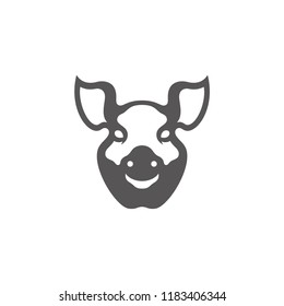 Pig head silhouette vector illustration. Farm animal or butcher shop graphics isolated on white background.