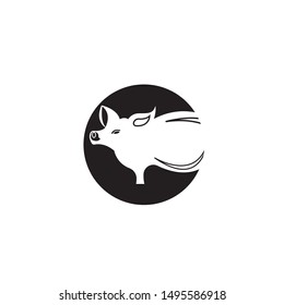Pig head silhouette vector illustration. Farm animal or butcher shop graphics isolated on white background
