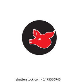 Pig head silhouette vector illustration. Farm animal or butcher shop graphics isolated on white background
