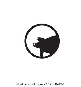 Pig head silhouette vector illustration. Farm animal or butcher shop graphics isolated on white background
