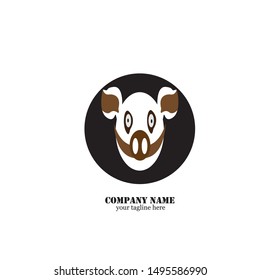 Pig head silhouette vector illustration. Farm animal or butcher shop graphics isolated on white background
