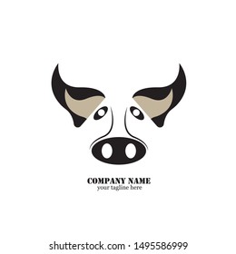 Pig head silhouette vector illustration. Farm animal or butcher shop graphics isolated on white background
