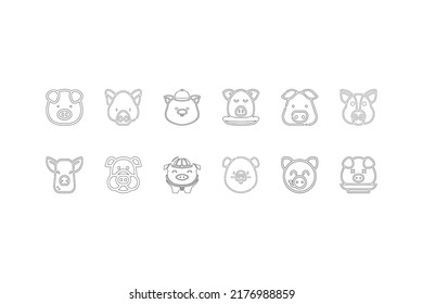 Pig Head Silhouette Vector Illustration 