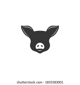 Pig head silhouette vector on a white background