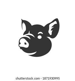 Pig head silhouette vector on a white background