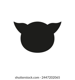 Pig head silhouette. Vector on white blank background.