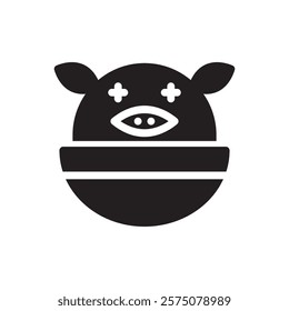 Pig head soup icon featuring a traditional dish in a simple, minimalistic style. Represents cultural cuisine, traditional meals, and unique culinary experiences. Ideal for food, heritage.