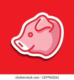 pig head sticker icon