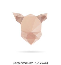 Pig head triangle abstract isolated on a white backgrounds, vector illustration