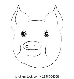 pig head vector illustration isolated on white background icon.