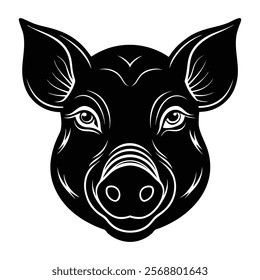 Pig head vector silhouette art illustration