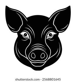 Pig head vector silhouette art illustration