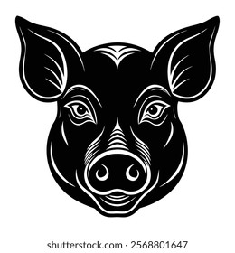 Pig head vector silhouette art illustration