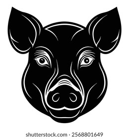 Pig head vector silhouette art illustration